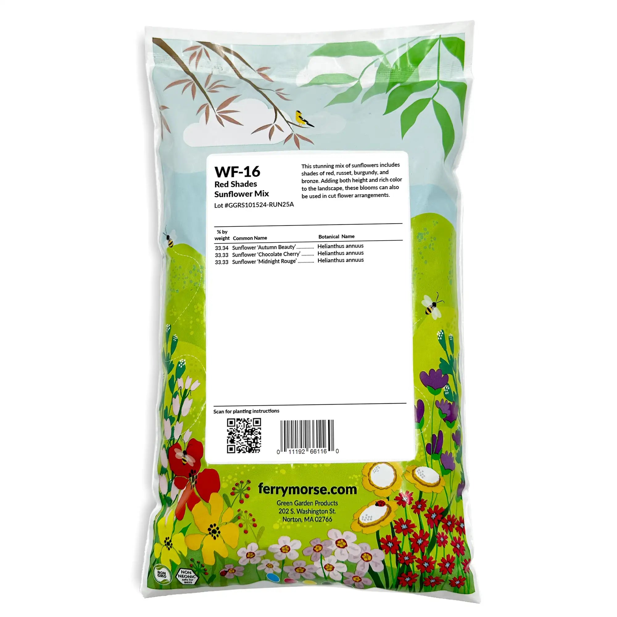 Red Shades Mix Bulk Sunflower back of packaging